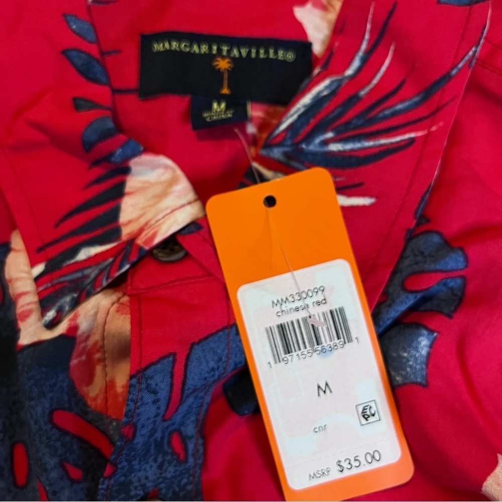 Men's Margaritaville Rayon Button-Down Shirt, Size Medium - Picture 7 of 9